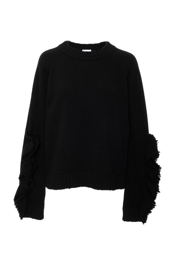 Red Valentino Oversized Wool Knit Ruffle Top