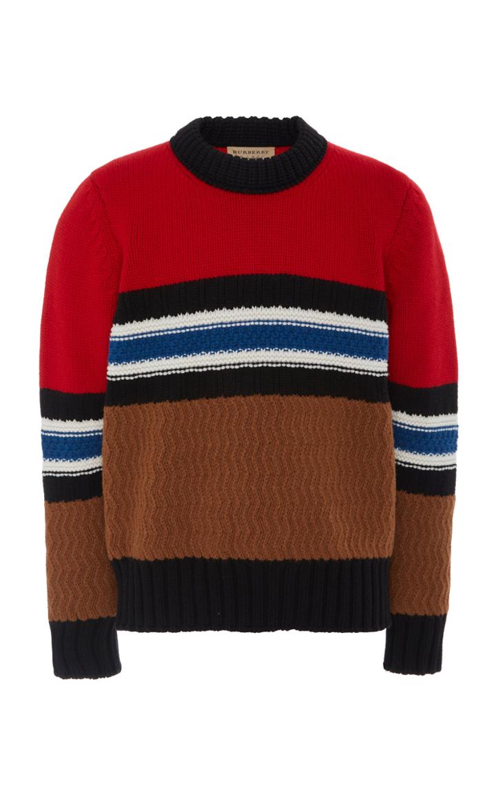 Burberry Striped Textured Wool-blend Sweater