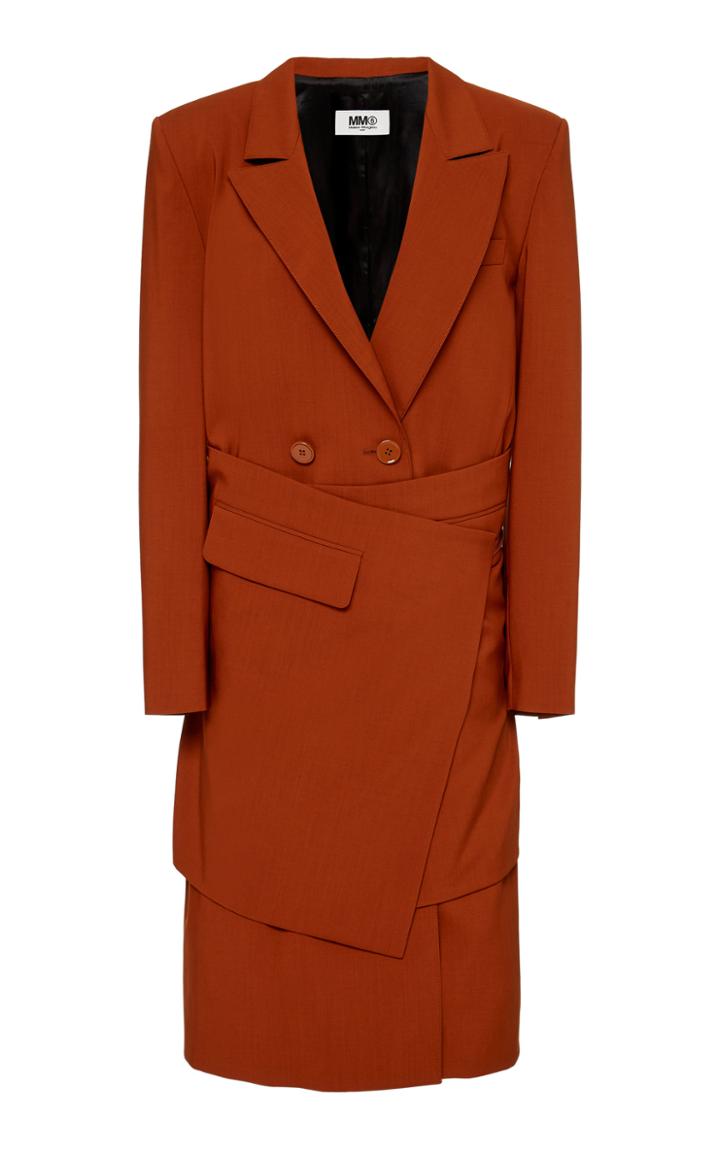 Mm6 Wrap-effect Wool Midi Dress