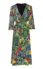 Saloni Eve Floral-print Silk Crepe De Chine Midi Dress