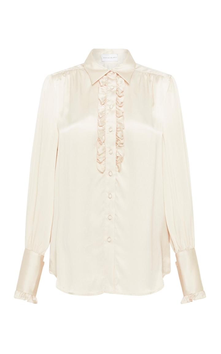 Moda Operandi Rebecca Vallance Molly Ruffled Satin Tuxedo Shirt