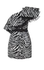 Prabal Gurung One Shoulder Ruffle Mini Dress