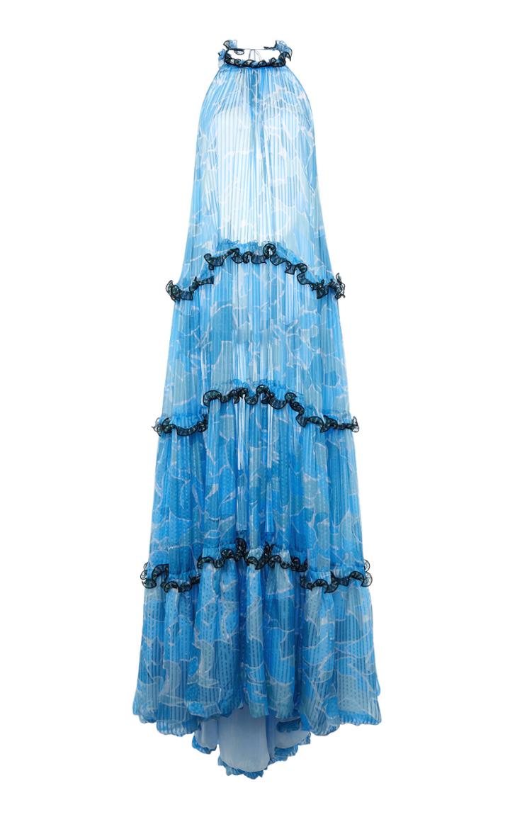 Moda Operandi Missoni Pleated Ruffled Trim Maxi Dress Size: 38