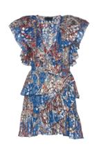 Dundas Metallic Fil Coupe Ruffle Mini Dress