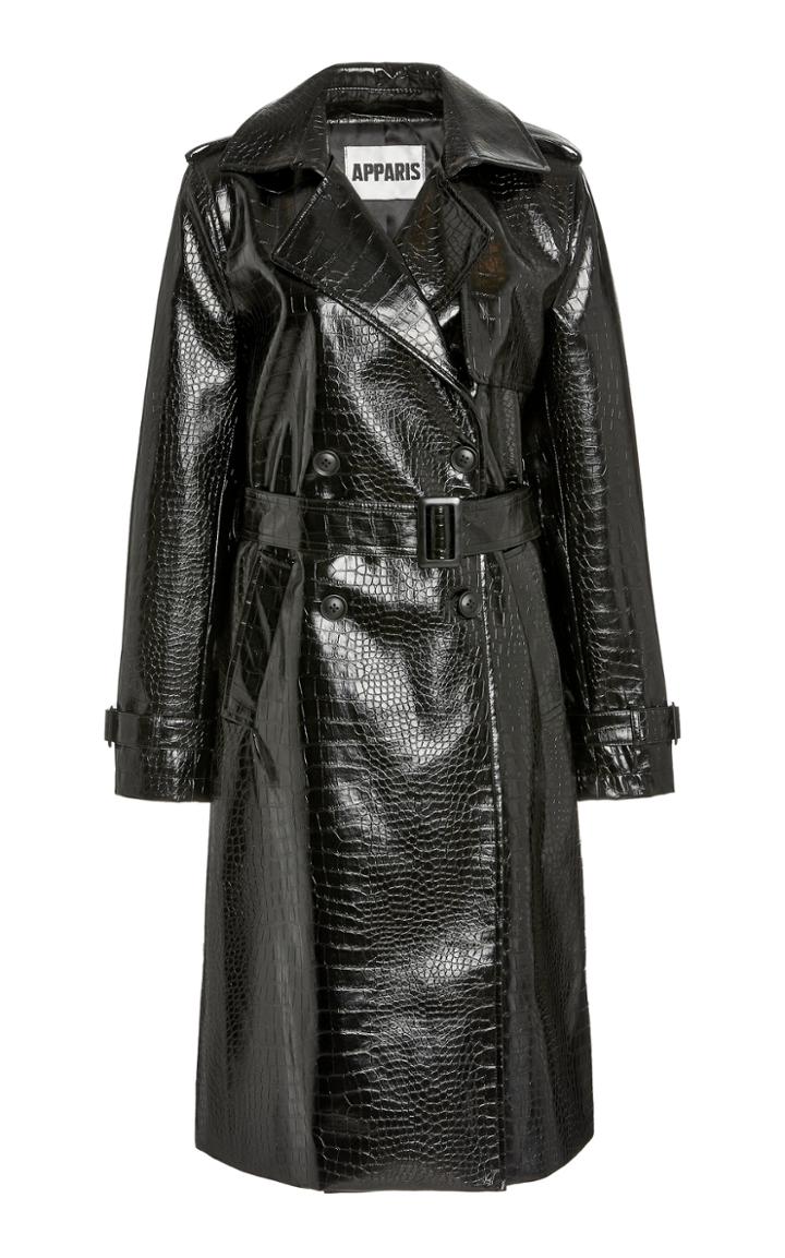Moda Operandi Apparis Danny Croc-effect Faux Leather Trench Coat