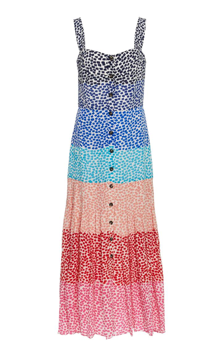 Saloni Karen Printed Silk Midi Dress