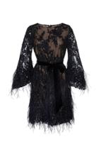 Marchesa Bead And Feather Embroidered Mini Dress