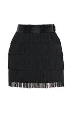 Moda Operandi Attico Tiered Fringe Bead-embellished Crepe Skirt Size: 38
