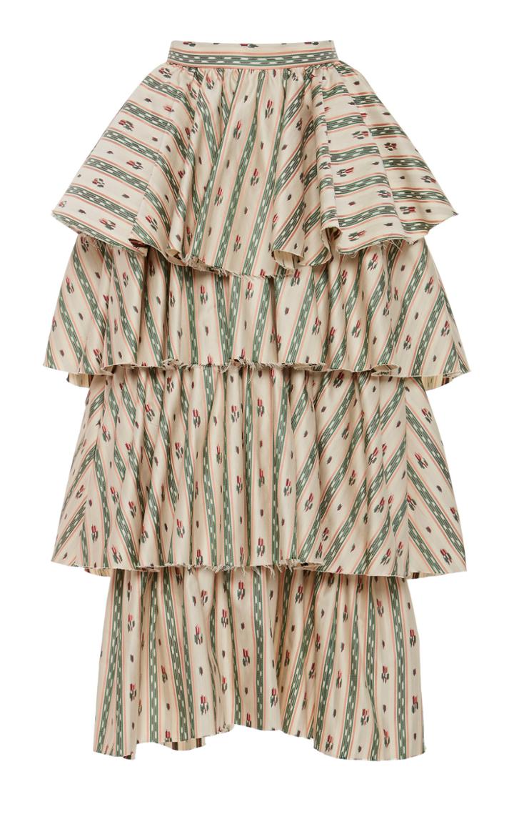 Brock Collection Palm Tiered Printed Cotton And Silk-blend Skirt