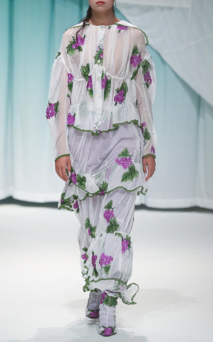 Moda Operandi Yuhan Wang Embroidered-grape Chiffon Blouse