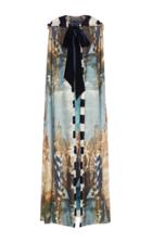 Alberta Ferretti Felted Print Wool Cape