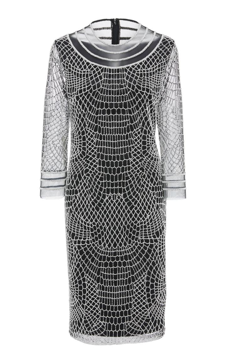 Joanna Mastroianni 3/4 Sleeve Web Embroidered Dress