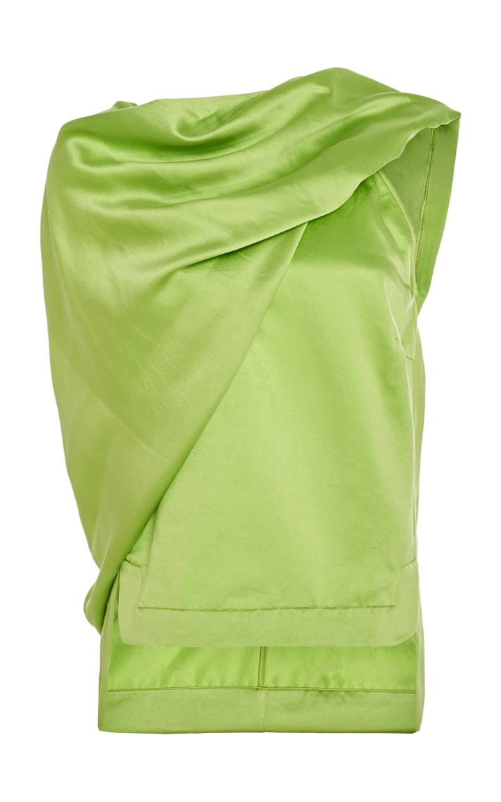 Rosie Assoulin Ruffle Back Silk Draped Top
