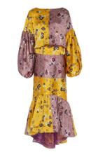 Silvia Tcherassi Dalit Floral-print Patchwork-effect Silk-satin Midi Dress