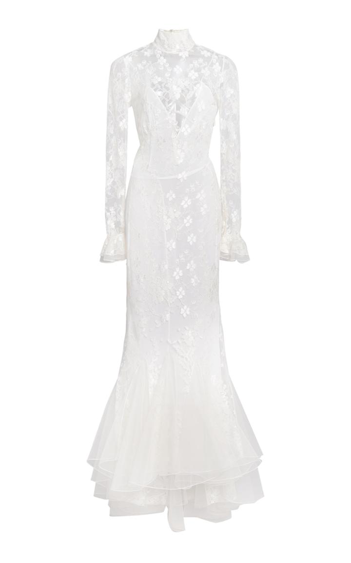 Moda Operandi Alessandra Rich Lace High Neck Gown