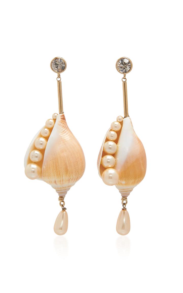 Etro Large Conch Shell And Peal Drop Earrings
