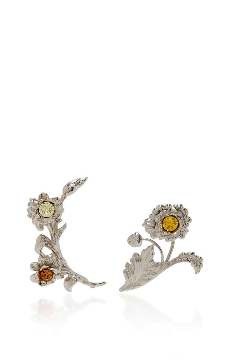 Rodarte Bright Nickel Floral Ear Cuffs