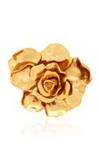 Oscar De La Renta Small Painted Rosette Gold-tone Brooch