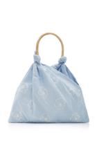 Kayu Mae Rattan-trimmed Cotton Top Handle Bag