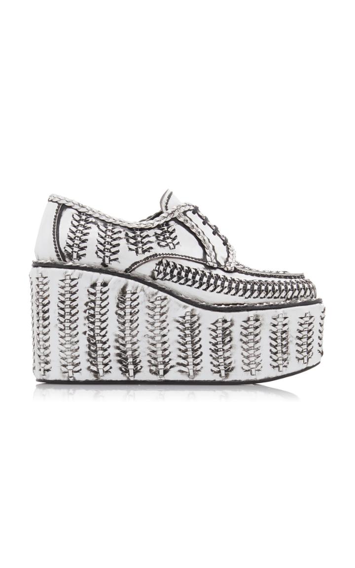 Moda Operandi Prada Woven Platform Loafers Size: 35