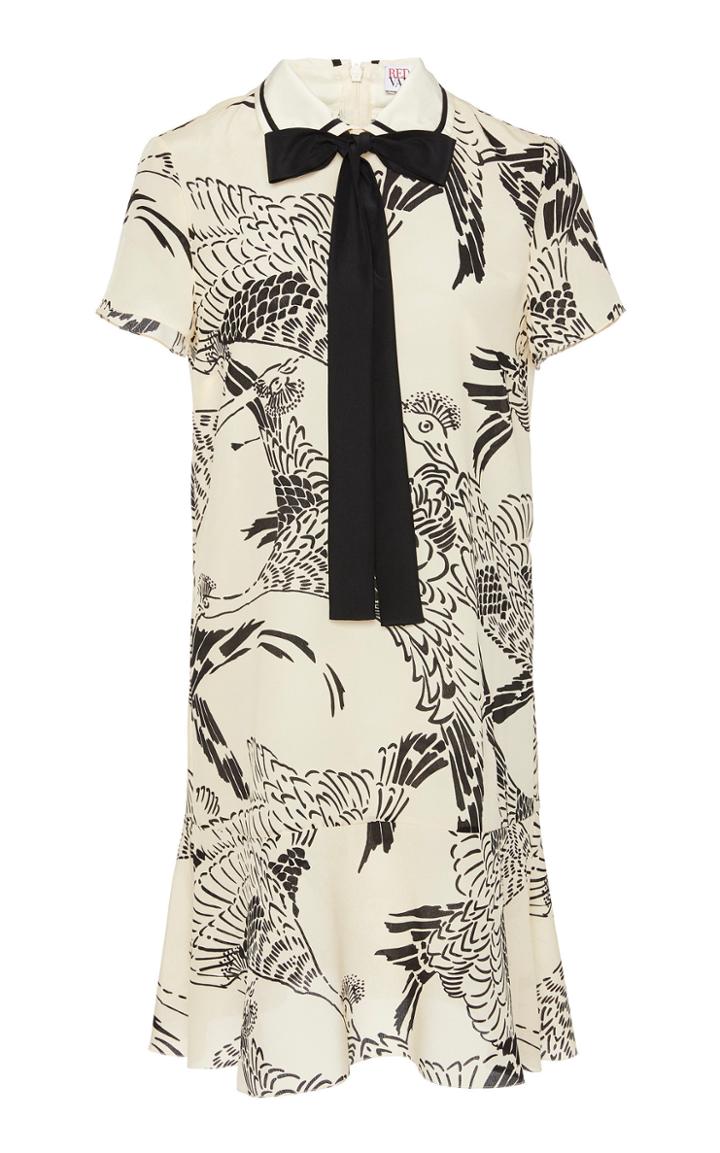 Red Valentino Phoenix Print Silk Mini Dress