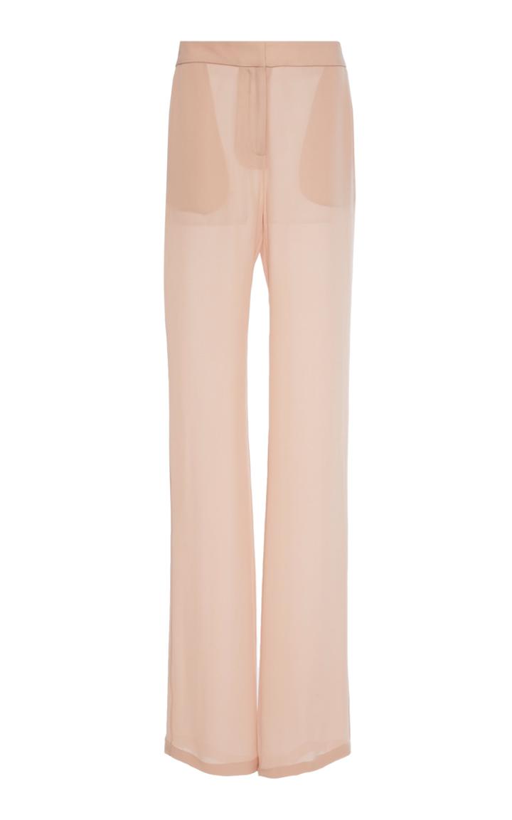 Sally Lapointe Silk Georgette Straight Leg Trouser