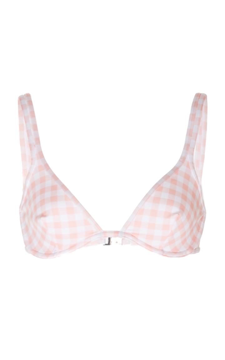 Moda Operandi Ephemera Lycra Rose Gingham Classic Bikini Top Size: 36