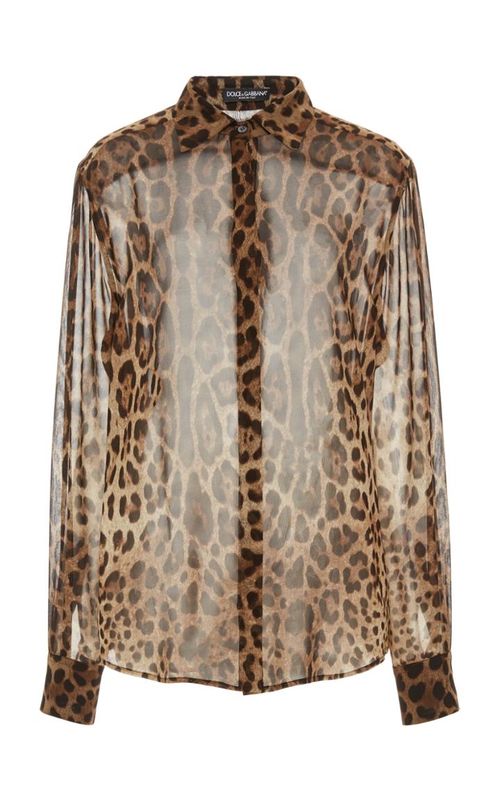 Moda Operandi Dolce & Gabbana Leopard Georgette Blouse Size: 36