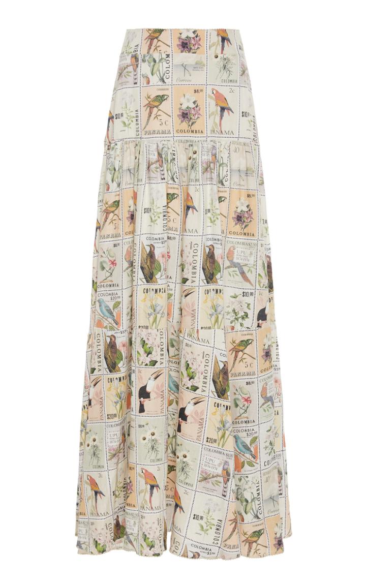 Agua By Agua Bendita Anis Linen A-line Maxi Skirt
