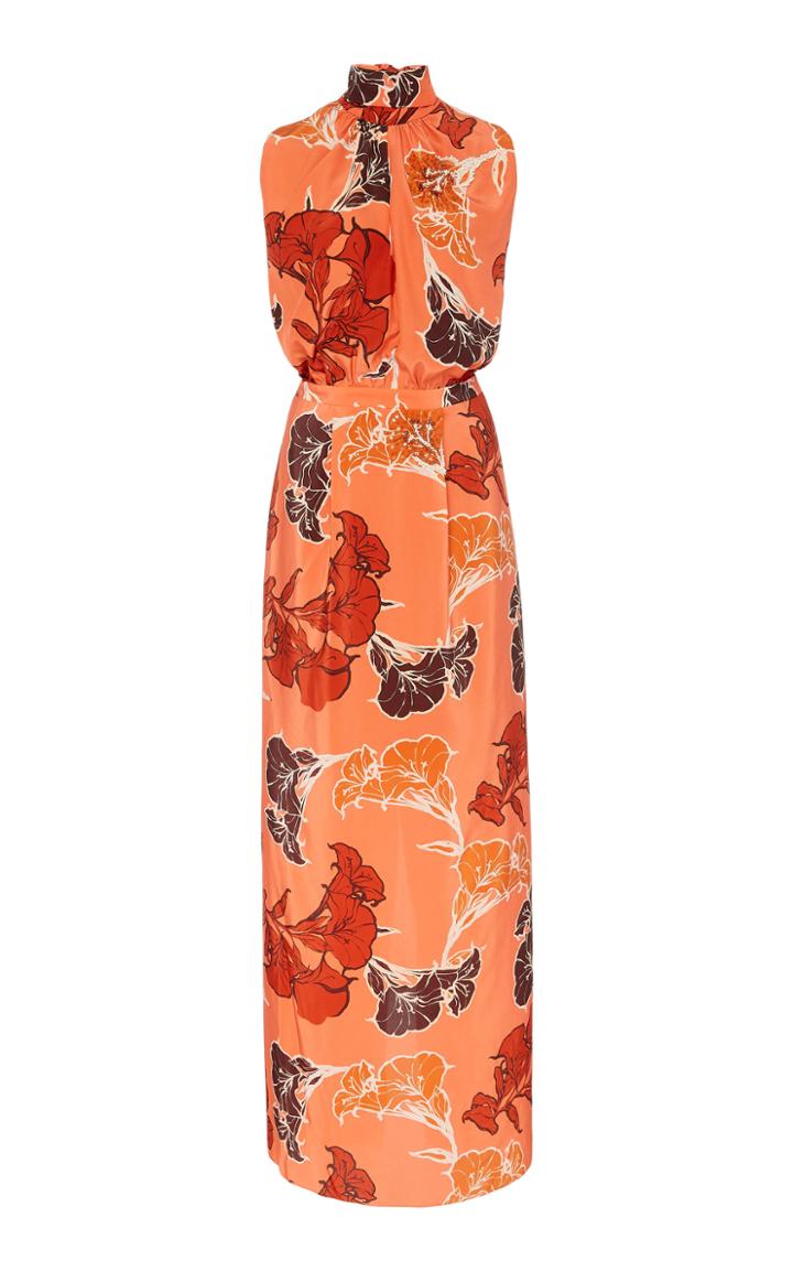 Johanna Ortiz Momentum High Neck Floral Silk Maxi Dress