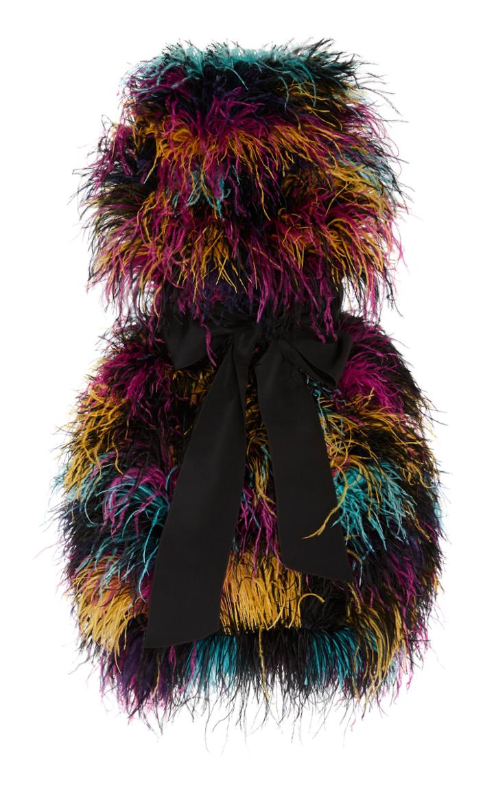 Prabal Gurung Daska Feather Backless Mini Dress