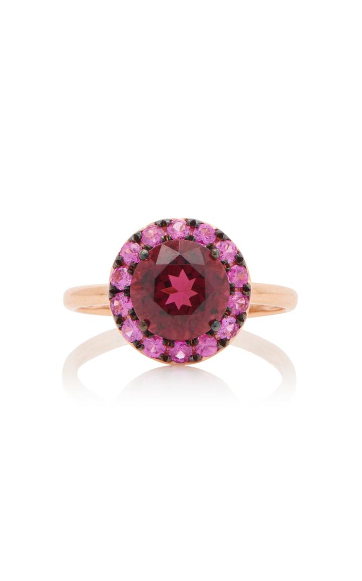 Rosa De La Cruz 18k Rose Gold, Garnet And Sapphire Ring