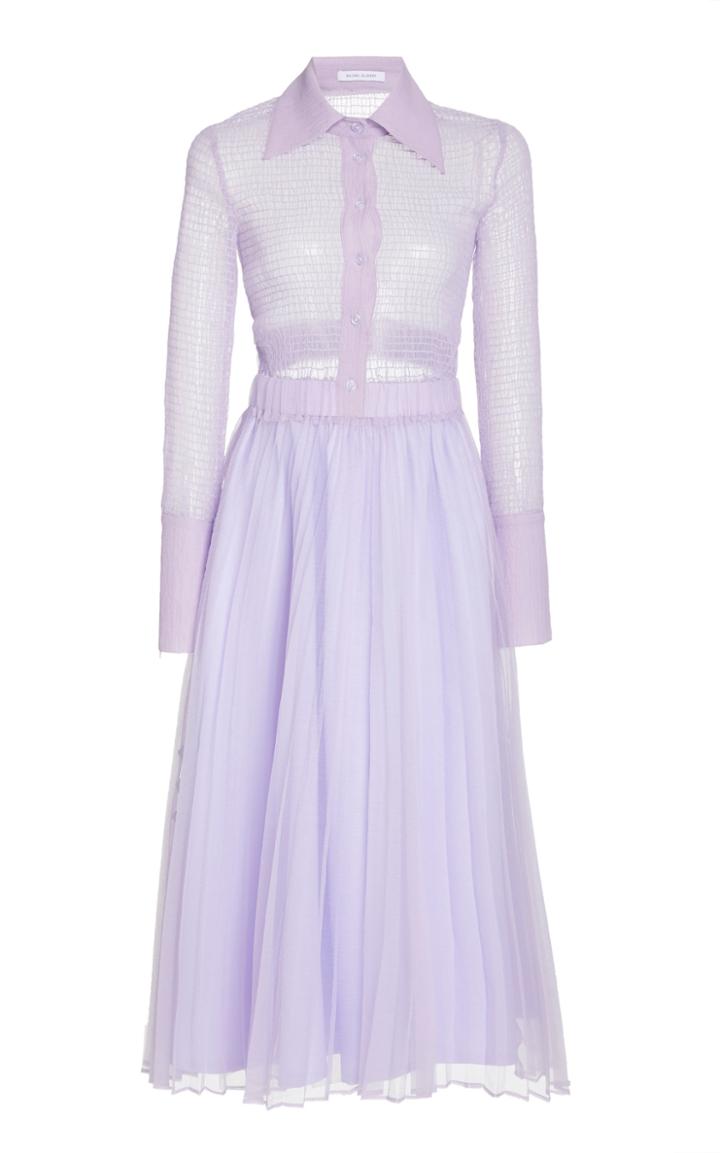 Moda Operandi Rachel Gilbert Cosmo Pleated Chiffon Shirt Dress