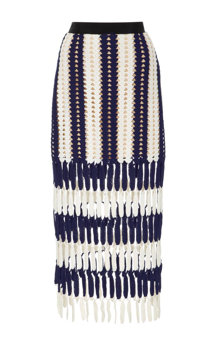 Self Portrait High-rise Crochet-knit Skirt