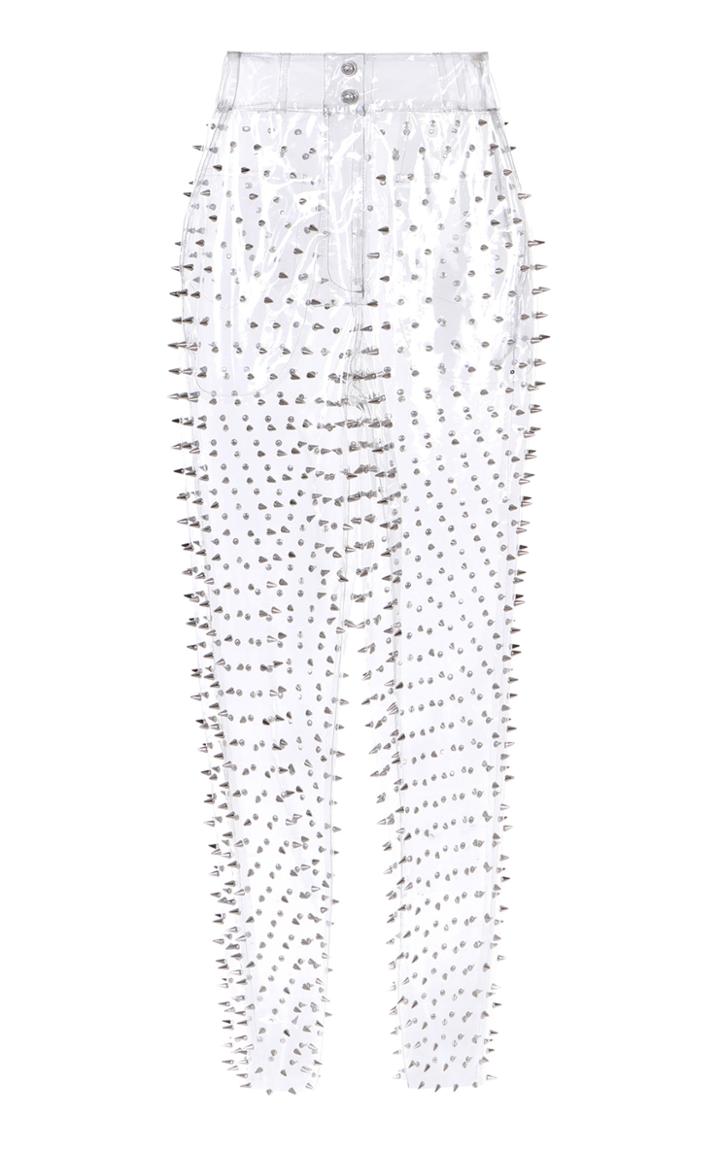 Balmain Sheer Spiked Straight-leg Plastic Pants