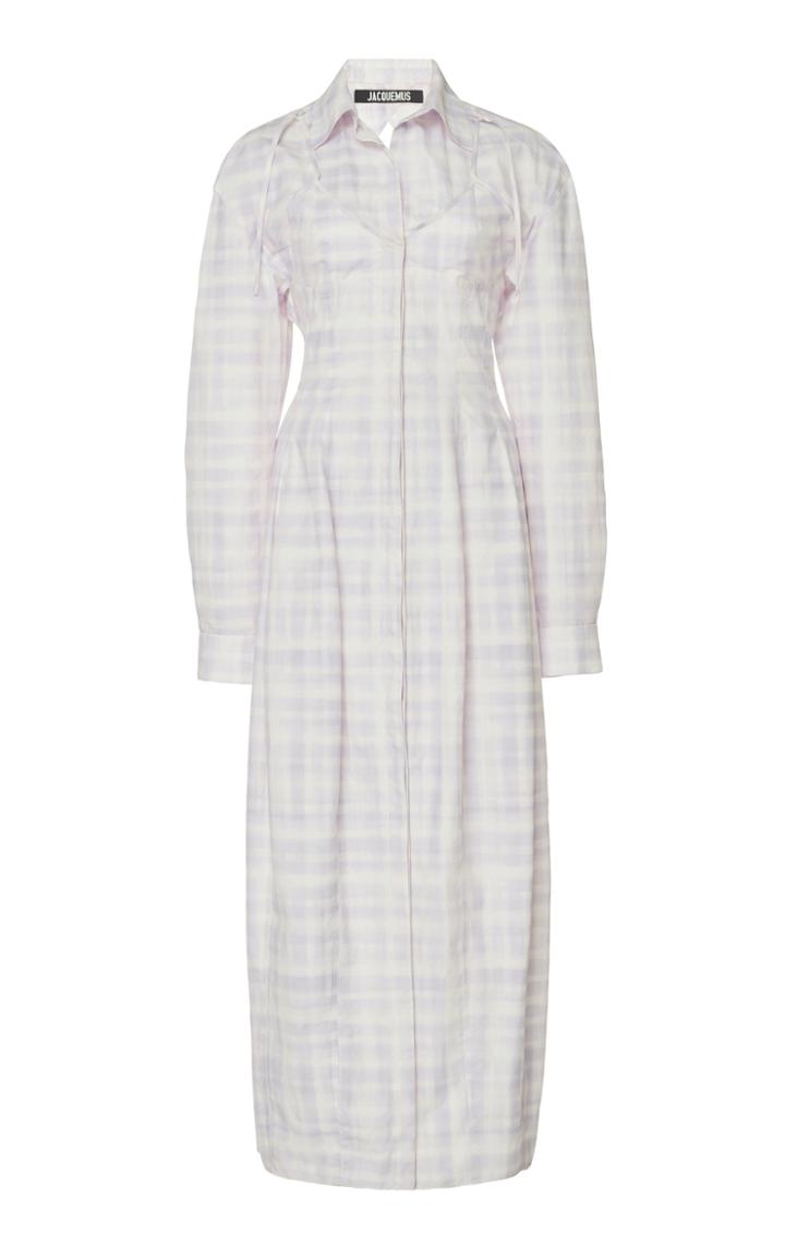 Jacquemus La Robe Valensole Checked Midi Shirt Dress