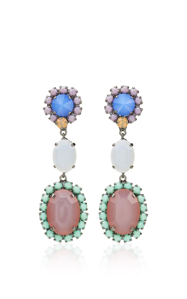 Sharra Pagano Blue And Purple Crystal Earrings