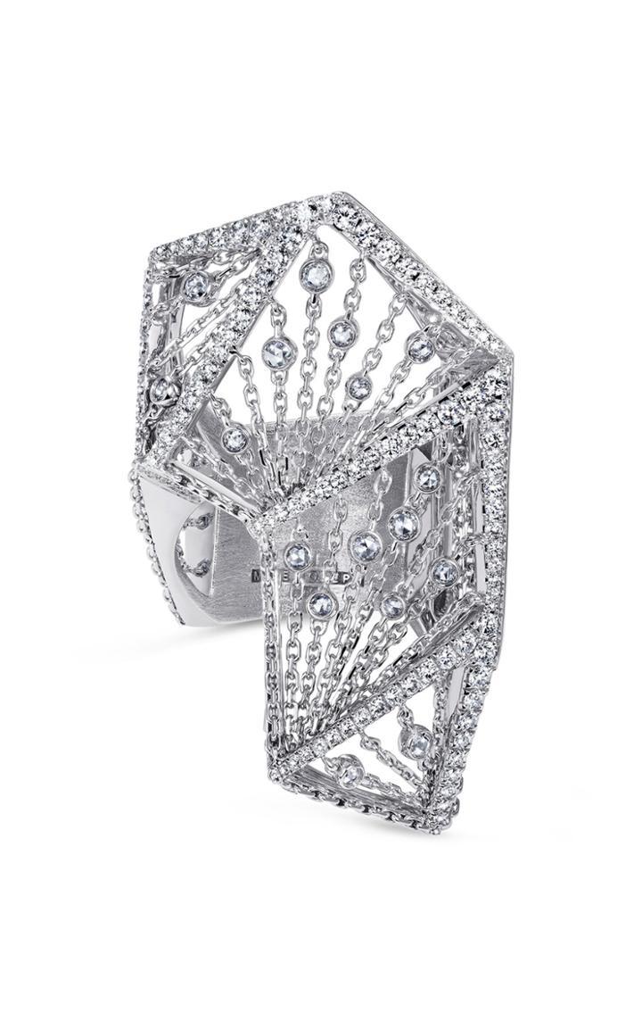 Mike Joseph White Gold And White Diamond Chain Ring
