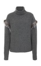 Sally Lapointe M'o Exclusive Touch Of Fur Cashmere Sweater