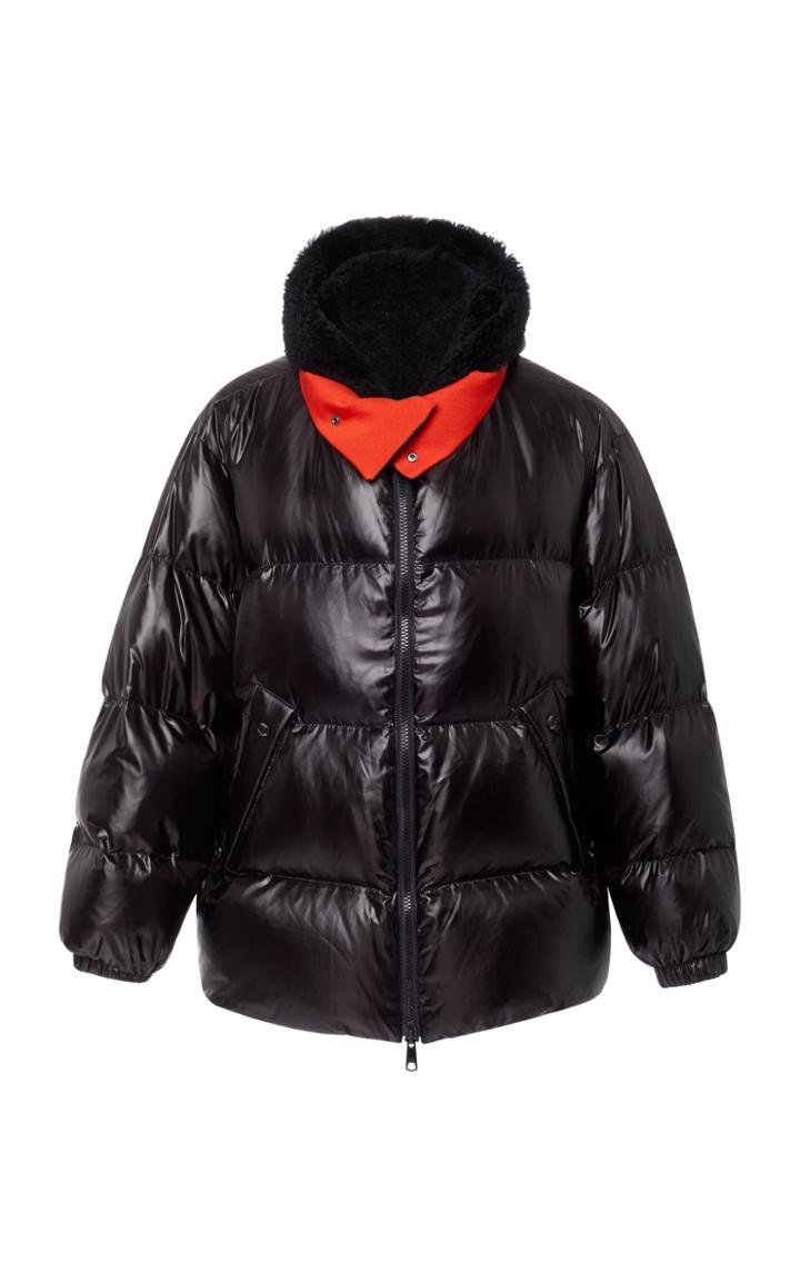 Yves Salomon Paris Lamb-hood Shell Puffer Coat