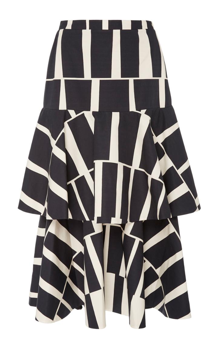 Johanna Ortiz Vanguard Tiered Ruffle Cotton Midi Skirt