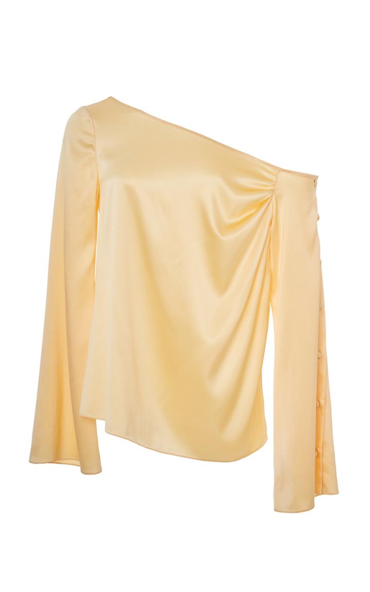 Marina Moscone Off-shoulder Blouse With Button Sleeve