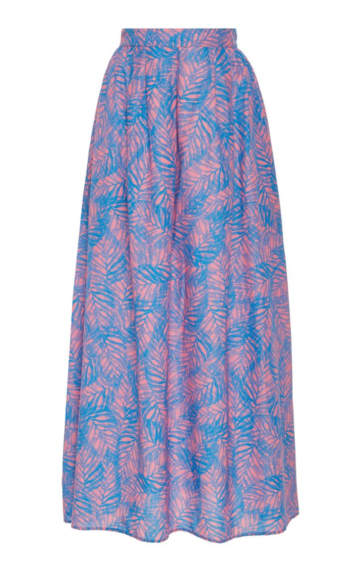 Jaline Amy Feather Print Silk Maxi Skirt
