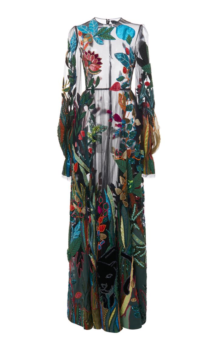 Moda Operandi Valentino Sheer Embroidered Gown Size: 36