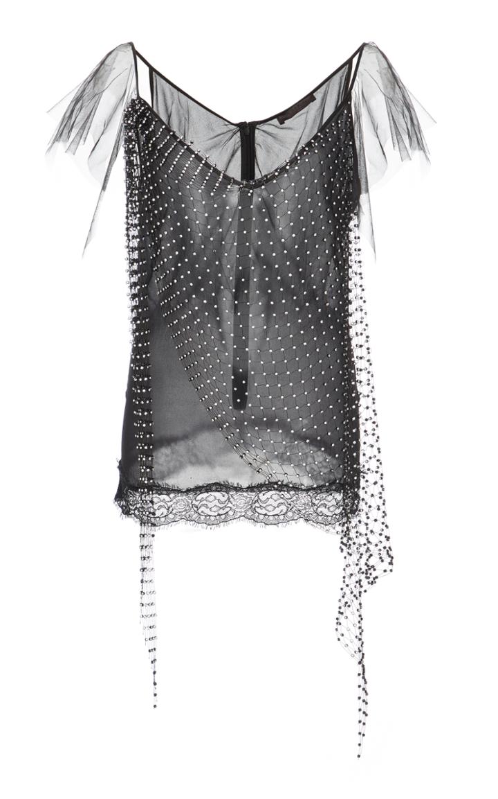 Amen Couture Crystal Embellished Net Top
