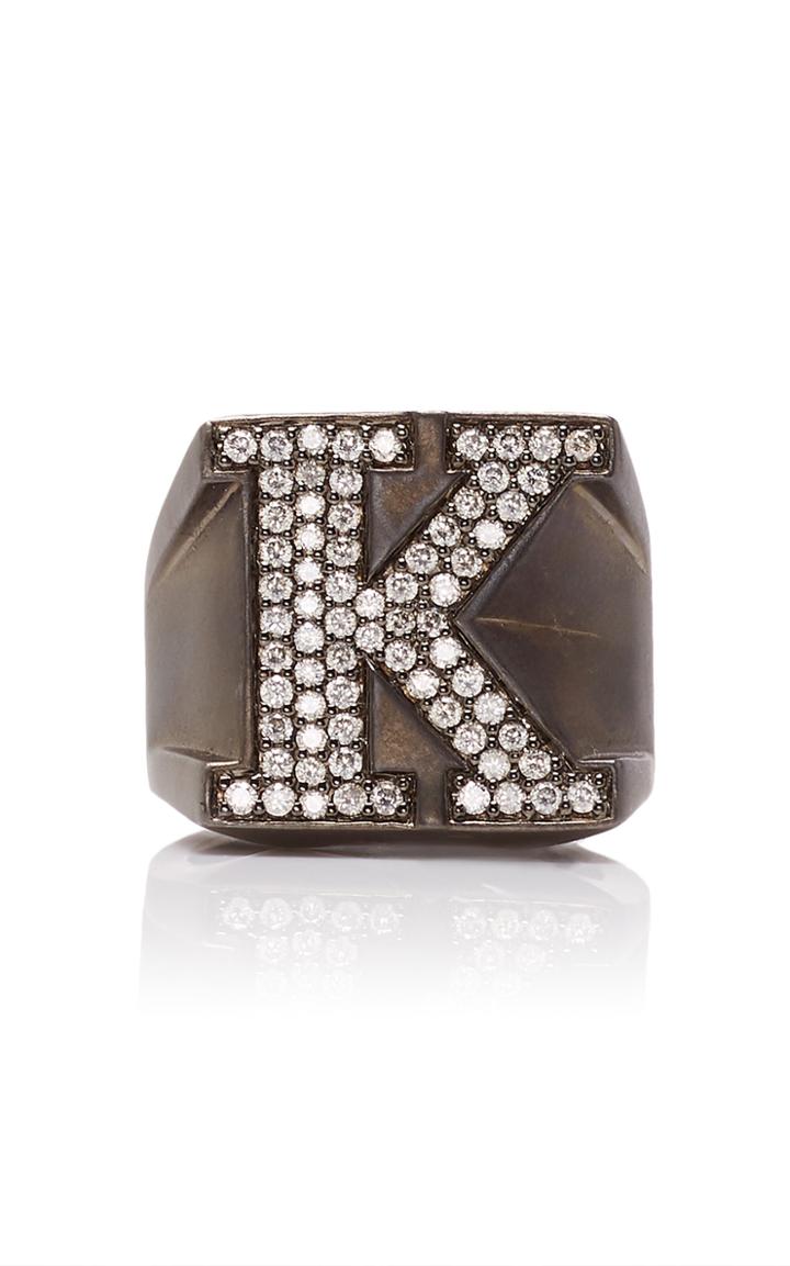 Lynn Ban Jewelry Rhodium-plated Silver Diamond Ring