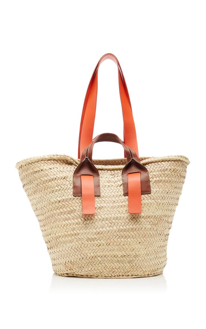 Hereu Senallo Leather-trimmed Straw Tote