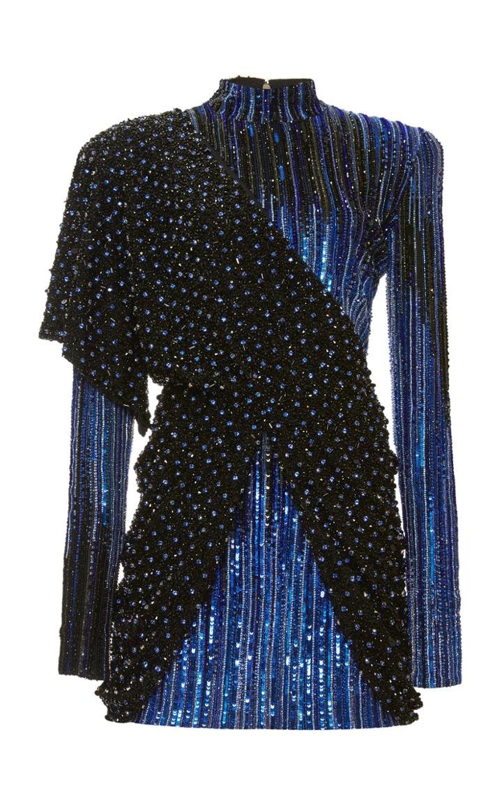 Balmain Sequined Mixed Print Mini Dress