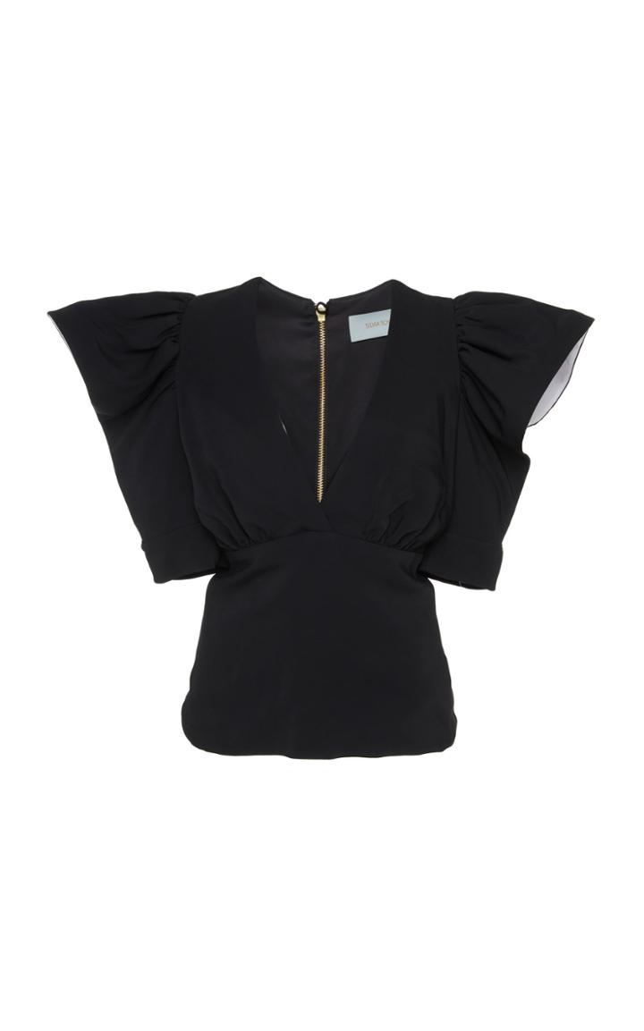 Silvia Tcherassi Ruffle-accented Helda Crepe Top