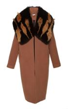 Sally Lapointe Cocoon Coat With Fox Collar